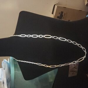 Long Steel plated 2 tone chain necklace